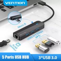 Vention USB HUB 3พอร์ต USB 3.0 Hub พร้อม RJ 45 Gigabit Ethernet Adapter USB 3.0 HUB พร้อมพอร์ตจ่ายไฟ Micro USB สำหรับ PC แล็ปท็อปฮาร์ดดิสก์ USB 3.0 HUB 17คะแนน