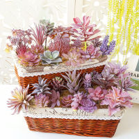 14ชิ้นสีม่วงมินิประดิษฐ์ Succulents พืชดอกไม้สีม่วงจำลอง Flocking สำหรับสวนกลางแจ้ง Diy บ้านตกแต่งตาราง