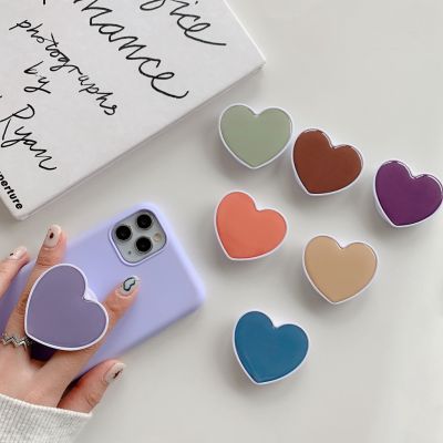 Cute Love Heart Airbag Phone Holder Plain Color Phone Grip Holder Griptok