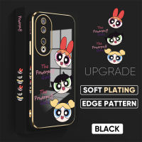 เคส PMP สำหรับ Honor 90 5G 90 Lite 5G ฟรีสายคล้องการ์ตูนบับเบิ้ลบัทเทอร์คัพลวดลายขอบสี่เหลี่ยมเคสชุบเคสโทรศัพท์หรูหราเคลือบเคสโทรศัพท์นิ่ม