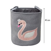 Baby Laundry Basket Cute Foldable Toy Storage Bucket Picnic Dirty Clothes Basket Box Canvas Organizer Cartoon Swan