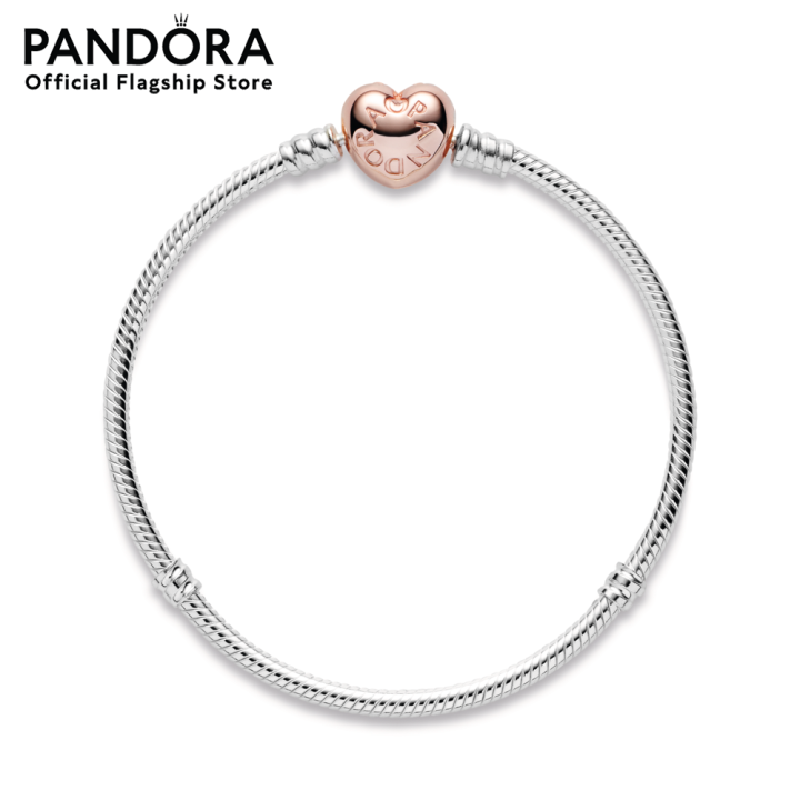 pandora-sliver-heart-clasp-snake-chain-bracelet-เครื่องประดับ-สร้อยข้อมือ-สีโรส-โรส-สร้อยข้อมือสีโรส-สร้อยข้อมือโรส-สร้อยข้อมือหัวใจ-หัวใจ-ชาร์ม