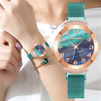 （A Decent035）Women Arabic Numberschmagnetic Strap Fashion นาฬิกาแขวน Zegarek Damski