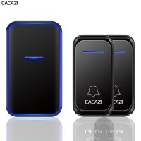 ☇┅ CACAZI wireless doorbell waterproof 300M remote control 1 2 button 1 2 receiver US EU UK plug A68 smart home welcome to call the