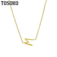 TOSOKO Stainless Steel Jewelry M Letter Clavicle Chain Simple Fashion Necklace Woman BSP701