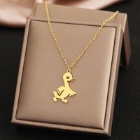 Stainless Steel Necklaces Anime Cartoon Lovely Duck Cute Pendants Chains Choker Fashion Necklace For Women Jewelry Party Gifts