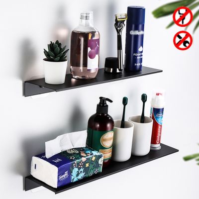 Black Bathroom Shelf Adhesive Aluminum White Rectangle Kitchen Bathroom Shower Shampoo Soap Storage Organizer Rack 30 40 50 CM