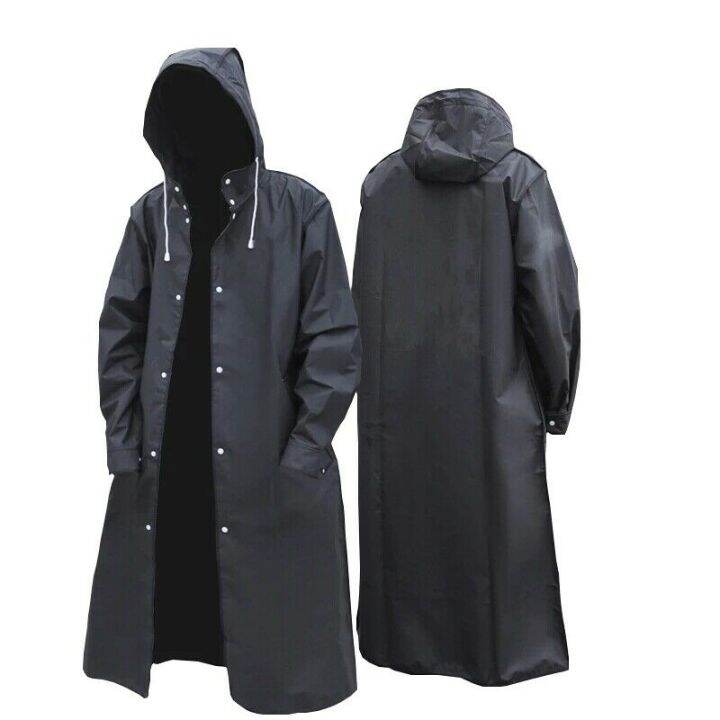 Hooded Waterproof Rain Jacket Rainwear Trench Raincoat Men Long