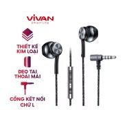 Tai nghe dây Semi-in-ear điều chỉnh âm lượng VIVAN Q12 Xám