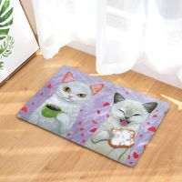 Doormat Carpets Couple Cats Print Mats Floor Kitchen Bathroom Rugs 40X60or50x80cm