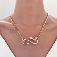 Personalized Zircon Spirit Snake Infinity Symbol Pendant Necklace for Women Fashion Circle Animal Clavicle Chain Birthday Gift