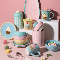 Cake Bowl Cute Children Rice Bowl Fruit Plate Kawaii Mug Dessert Plate Ceramic Dish Tableware Set Dinner Set Plates and Dishes