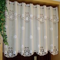 British Half-curtain Sunflower Embroidered Window Valance Hollow Hem Light Shading Blackout Curtain for Kitchen Cabinet Door