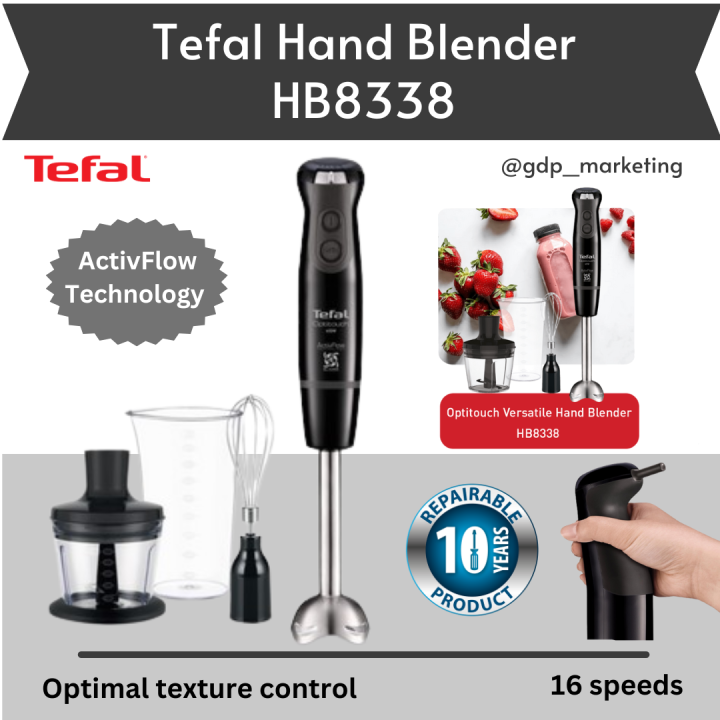 Tefal Optitouch Hand Blender HB8338 with ActivFlow Technology, 16