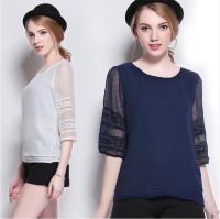 ☑❀☎  summer women chiffon lace blouse large size Casual blouses O Neck Elegant shirts women plus size women clothing S-5XL