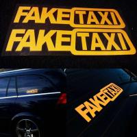 2x TAXI FakeTaxi รถ Van ไวนิลสติกเกอร์ตลกสติ๊กเกอร์ตกแต่งสีเหลือง