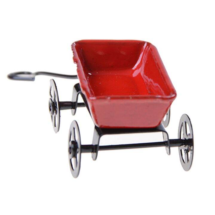 1-12-mini-cute-dollhouse-miniature-metal-red-small-pulling-cart-garden-miniature-furniture-accessories