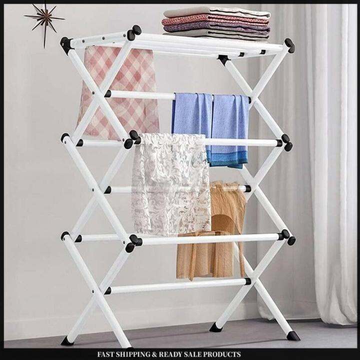 Fodable 98CM High 3 Tier Clothes Airer Dryer Laundry Horse Drying Rack