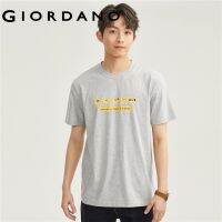 HOT ●8-18◈✿♟ GIORDANO ผู้ชาย เสื้อยืดแขนสั้นคอกลมบางพิมพ์ลายผ้าฝ้ายถัก Free Shipping 01083001