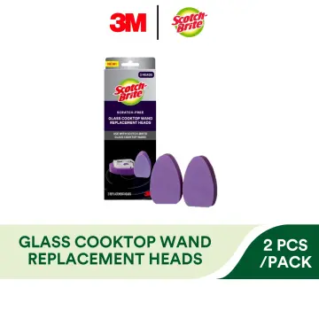 NEW 2-Pack Scotch-Brite Wand Replacement Heads for Glass Cooktops  White/Purple