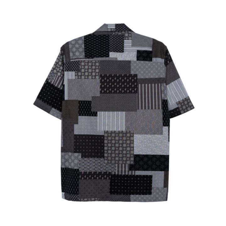 takeo-kikuchi-เสื้อเชิ้ต-black-patchwork-open-collar-shirt