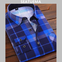 SEATUEMA เสื้อเชิ้ตลายสก๊อตสำหรับผู้ชาย ฤดูใบไม้ผลิและฤดูร้อนผ้าฝ้ายพิมพ์แขนยาว Unisex เสื้อเชิ้ต Sun Wear เสื้อเชิ้ตผู้ชาย