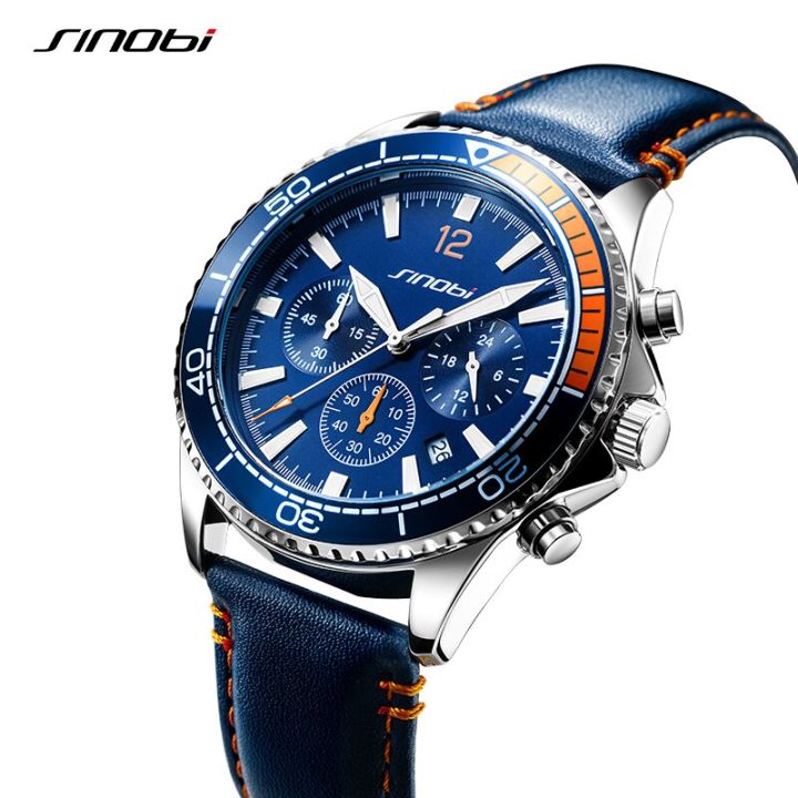 sinobi-ดีไซน์ใหม่นาฬิกาควอตซ์นาฬิกาข้อมือ-chronograph-ของผู้ชายสายหนังนาฬิกาเรืองแสงนาฬิกาบุรุษ