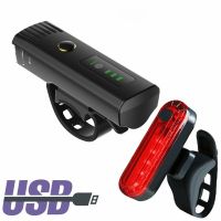 ❈⊕ LED USB Rechargeable Bike Light Set Bicycle Headlights rear Tail Light Rainproof Smart Auto Brake Sensing Light Super Bright