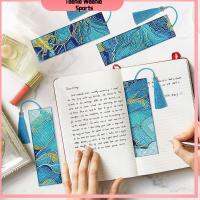 TEENIE WEENIE ที่คั่นหนังสือลายหินอ่อนสีน้ำเงิน4ชิ้นสำหรับกีฬาพู่คลิปติดหนังสือศิลปะชุดภาพวาดเพชรของขวัญ