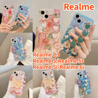 Aweven เคสสำหรับ Realme 5 Realme 5S Realme 5i Realme 6i Realme C3 Crossbody เคสโทรศัพท์ Bluray แววน้ำมันภาพวาดดอกไม้เพชรเคสแบบนุ่ม