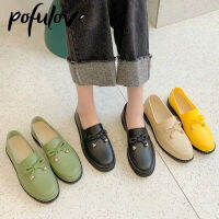 Pofulove แฟชั่นของผู้หญิง Rainshoes ส้นต่ำกลางแจ้งลื่นกันน้ำสั้นโบว์อเนกประสงค์รองเท้ายาง D Ropshipping ขายส่ง ~