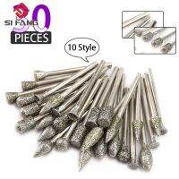 【original】 30Pcs ล้อเจียรเพชร Dremel เครื่องมือโรตารี่ Burs ชุดอุปกรณ์เสริมเจาะ Burr Bits เพชรโรตารี่หลากหลายรูปร่าง