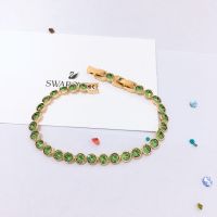 Swarovski Crystal 2022 New Round Button Elegant Emerald Bracelet 5555824 สวารอฟสกี้คริสตัล 2022 สร้อยข้อมือมรกตใหม่รอบปุ่มหรูหรา