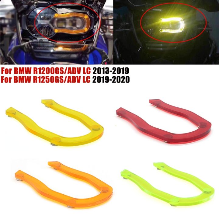 แผ่นป้องกันไฟหน้ารถจักรยานยนต์โคมไฟ-led-ฝาครอบเลนส์แผ่นเปลี่ยนสีของหลอดไฟทุกวันสำหรับ-bmw-r1250-gs-ssa-r1200gs-lc-adv-2013-2021