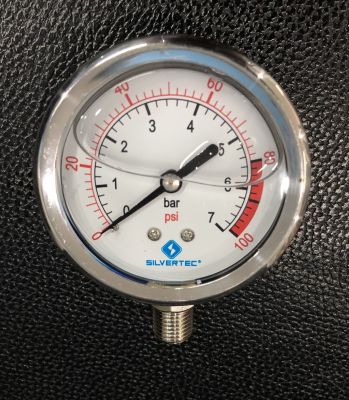 เกจวัดแรงดันคุณภาพสูง oil filled Pressure gauge 0-7 bar และ 0-10 bar แรงดันลม แรงดันน้ำ แรงดันน้ำมัน