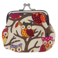 Womens Owl Printed Coin Purse Wallet Canvas Pouch Money Bag