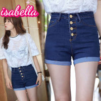 lsabella กางเกงกุ๊นเข้ารูปพอดีเอวสูง Celana Pendek Denim สำหรับผู้หญิงเข็มขัดแบบยืดได้ใหม่ฤดูร้อน