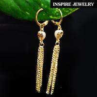 INSPIRE JEWELRY  ต่างหูหัวใจทองตัดลาย ห้อยระย้า long 7cm สวยงาม ใส่ถอดง่าย  ใส่ได้กับเสื้อผ้าชุดแบบ ของขวัญวันเกิด วันแม่ ปีใหม่ วาเลนไทน์