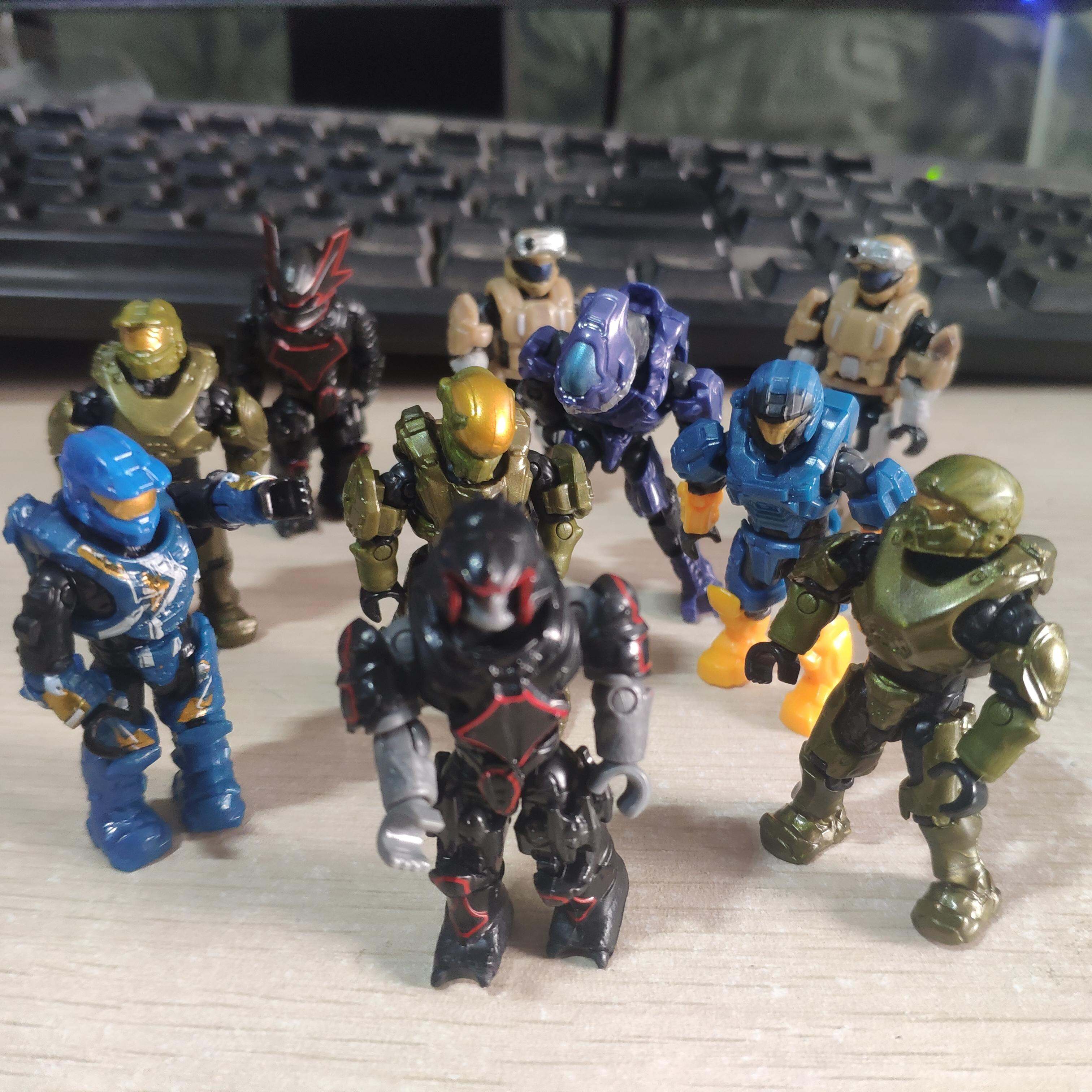 5pcs Red + 5pcs Green 10pcs HALO MEGA BLOKS UNSC SPARTAN Mini Figure 