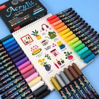 hot！【DT】 12/24/36 Colors Paint Pens for Fabric Canvas Stone Card Metal Ceramics Painting Supply