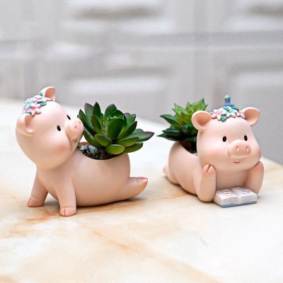 [Like Activities]2022Little Pork ResinPot Potted Succulent Bonsai Planter PotPig FlowerpotVase Decoration