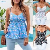 COD 【HODRD】Womens Fashionable Chiffon V Neck Sleeveless Floral Print Tank Top with Suspenders【Fashion】