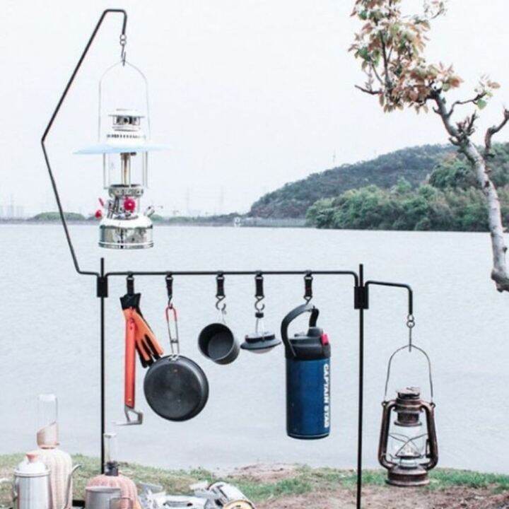 SPINACH Portable Foldable Camping Plug Lamp Hanger Iron Art Shelf