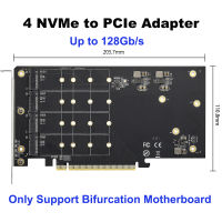 4 SSD X16 PCIe 3.0 X4การ์ดเอ็กซ์แพนชันพร้อมฮีทซิงค์รองรับ4 NVMe M.2 2280สูงสุด128Gbps รองรับ Bifurcation เมนบอร์ด