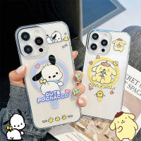 Sanrio Pochacco 14ไร้สายชาร์จกรณีศัพท์แม่เหล็ก Kawaii P Ompom Purin อะนิเมะน่ารัก13 12 11 Pro Max แขนป้องกัน