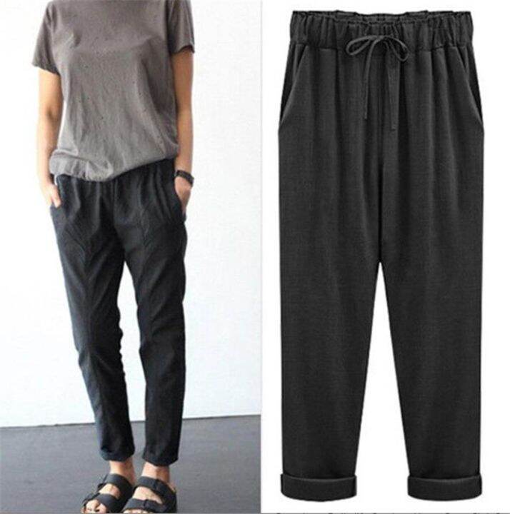 womens-casual-pants-linen-harem-wide-leg-trousers-muti-color-daily-casual-loose-slacks-cotton-harem-pants-ouc259