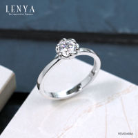 Lenya Jewelry  แหวนเงินแท้ 925 ชุปทองคำขาว ประดับด้วย Diamondlike เสริมบุคลิกเพิ่มความมั่นใจ