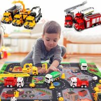 Engineering Construction Vehicles Toys Sets with Play City Mat Toy Trucks Mini Pull Back Cars Playset for Boys Birthday Present