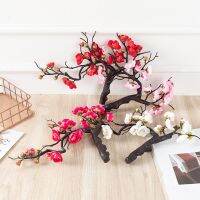 1PC White Red Silk Plum Cherry Blossom Artificial Flower Wedding DIY Fake Flower Bonsai Home Decor Christmas Decoration