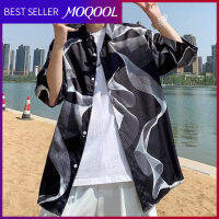 MOQOOL เสื้อแขนสี่ส่วนผู้ชาย,เทรนด์วัยรุ่นใหม่อินเทรนด์แบรนด์แฟชั่นเสื้อแขนกลาง